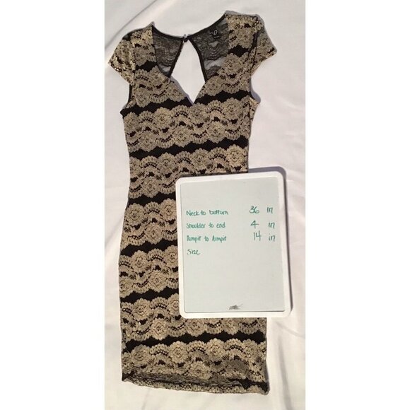 Windsor -Party Dress Vintage - Fully Lined With A Black Sheath Overlay Gold Lace - Picture 3 of 4